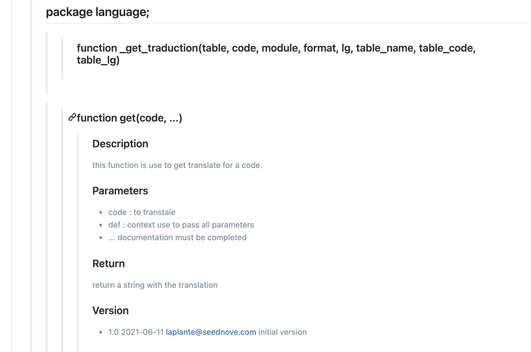 Documentation des fonctions