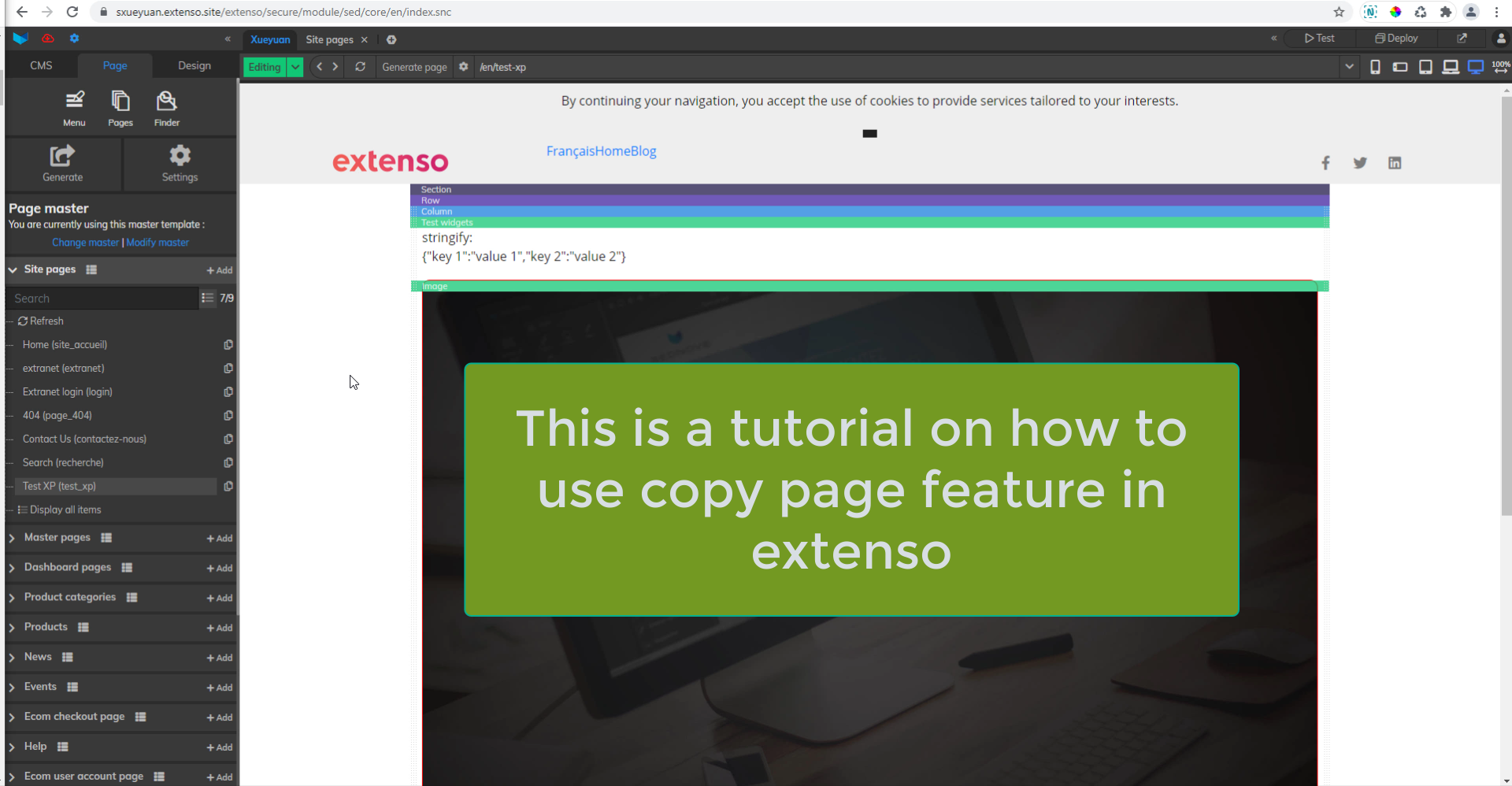 Copier la page dans Extenso