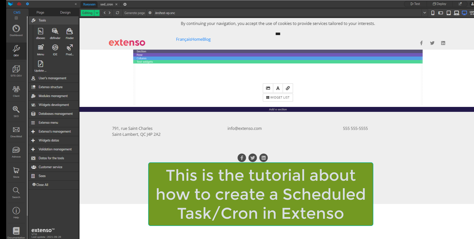 Tâche programmée dans Extenso