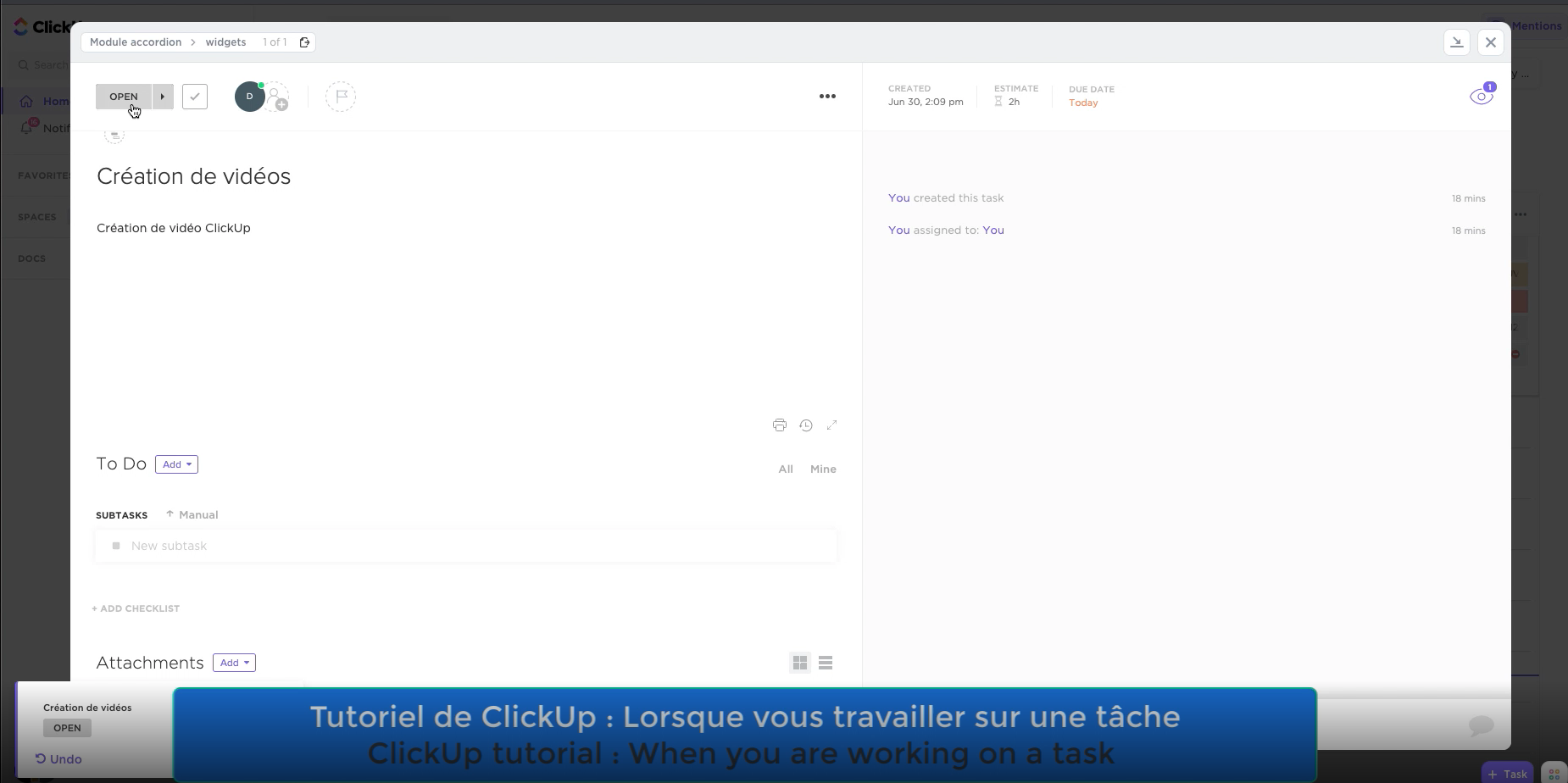 Lorsque vous travailler sur une tâche (en français et anglais)