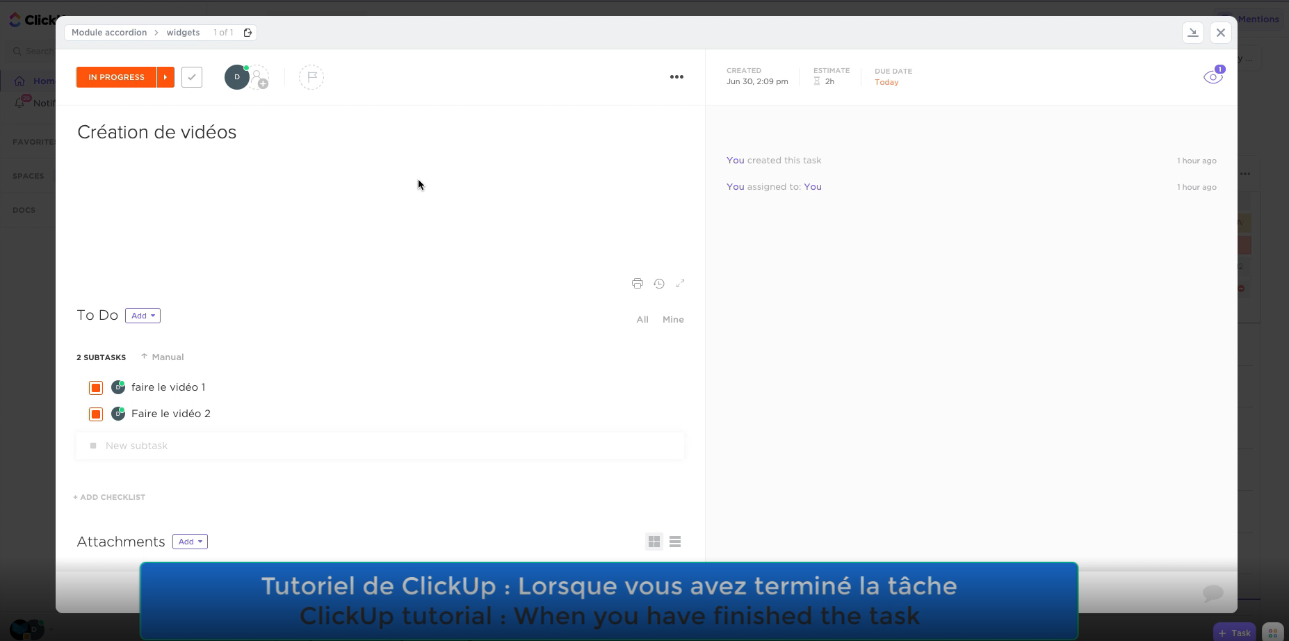 Lorsque vous avez terminé une tâche (en français et anglais)