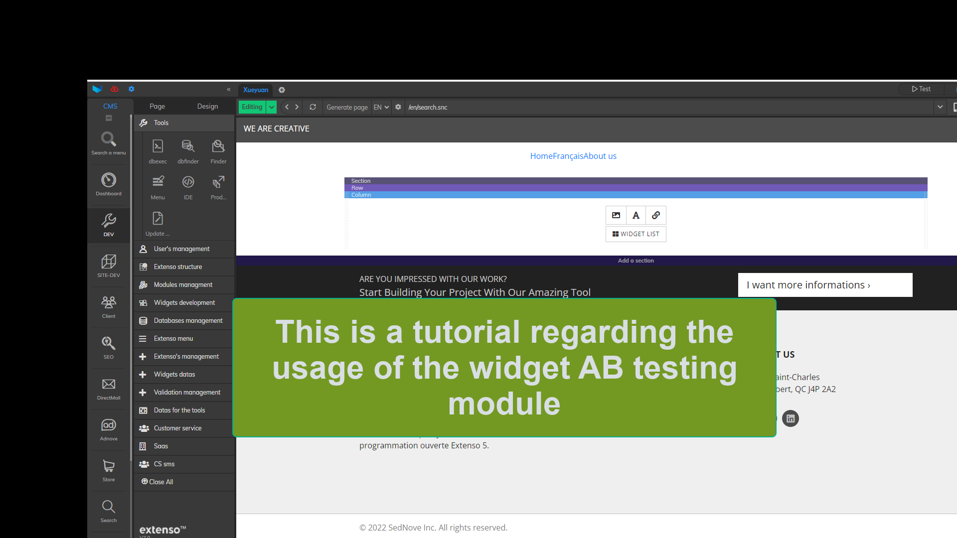 Composante Module de testing AB