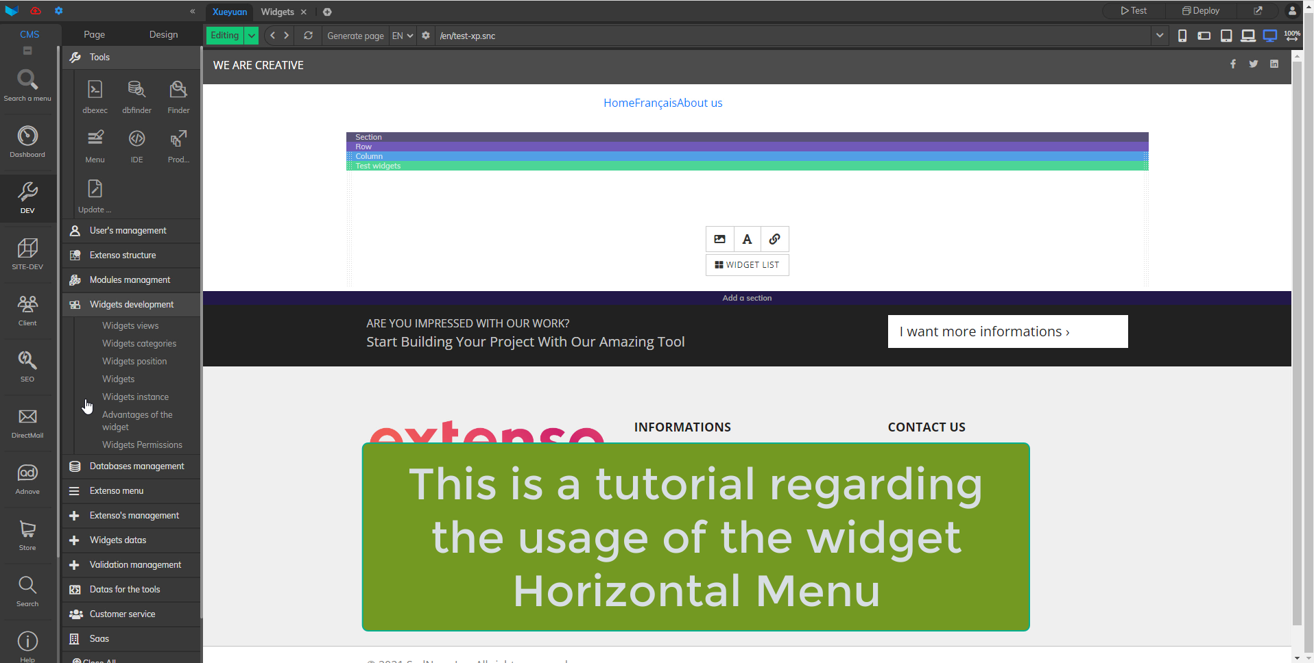 Composante Menu Horizontal